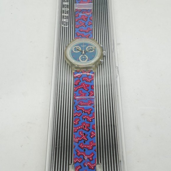 VINTAGE 1992 Swatch Chrono SCK100 "Wild Card" 37mm Swiss Made Watch NOS - Picture 11 of 11